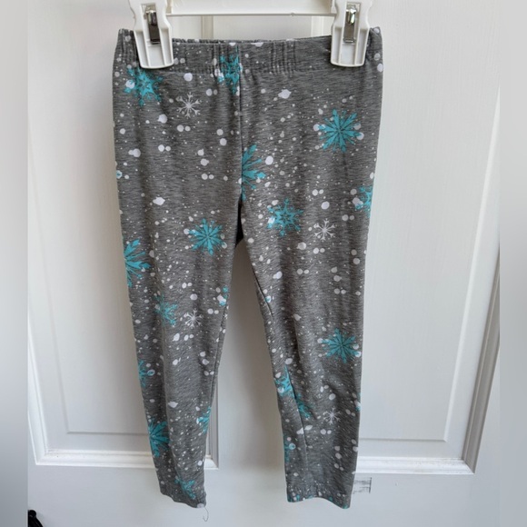 Frozen II 3T Girls Snowflake Print Gray & Blue Elsa Leggings Pants - Picture 1 of 5